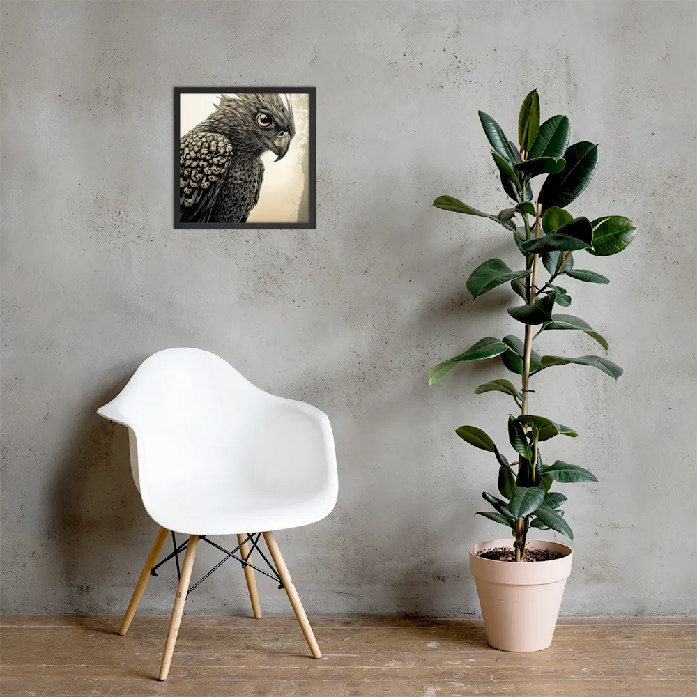 Majestic Owl in Detail | Poster with Black Frame | 16″×16″