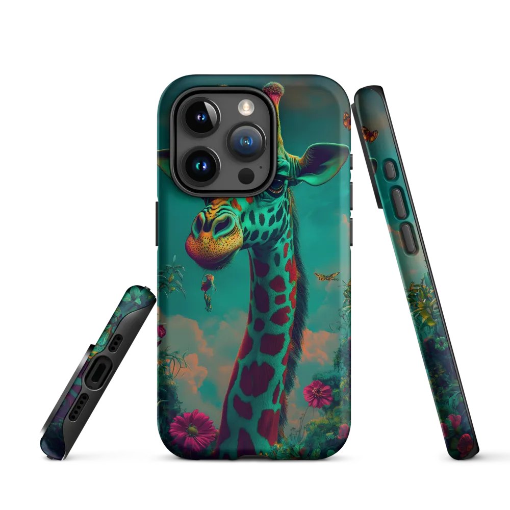 Whimsical Giraffe Among Blossoms | Phone Case |  15 Pro | Tough Case | Matte