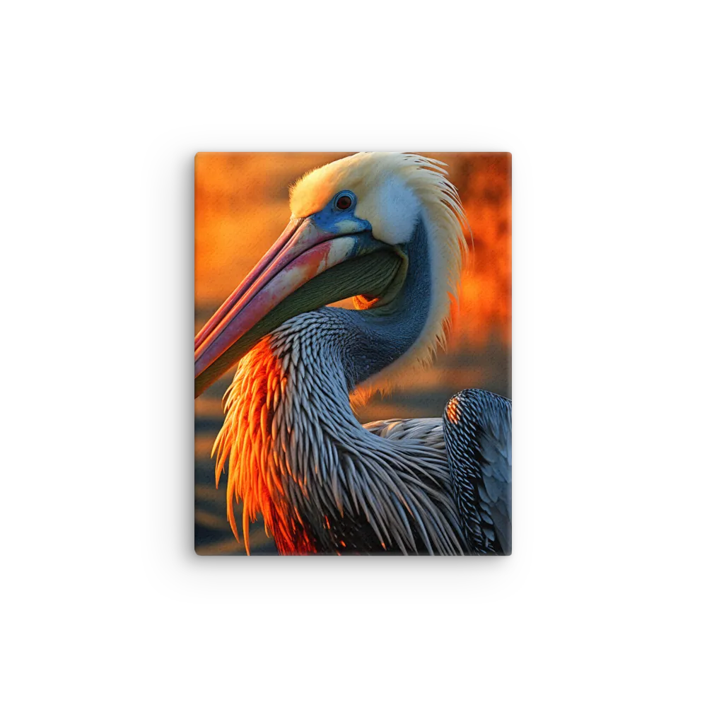 Elegance of the Pelican at Sunset | Thin Canvas | 11″×14″