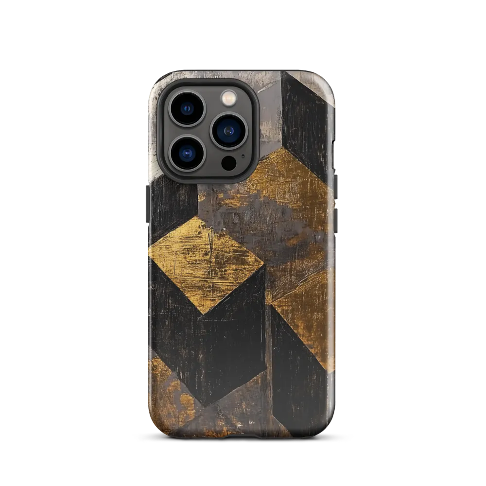 Geometric Harmony in Gold and Black | Phone Case |  13 Pro | Tough Case | Glossy