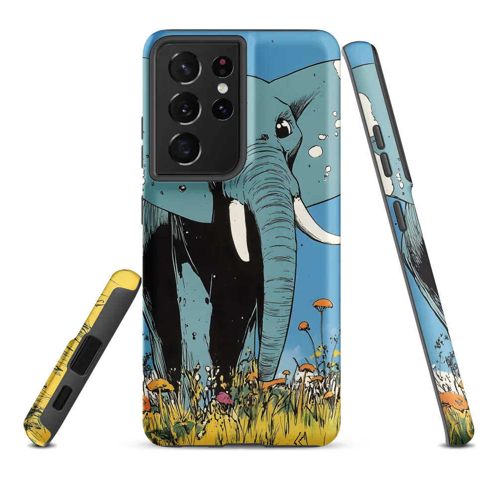 Whimsical Blue Elephant in Bloom
