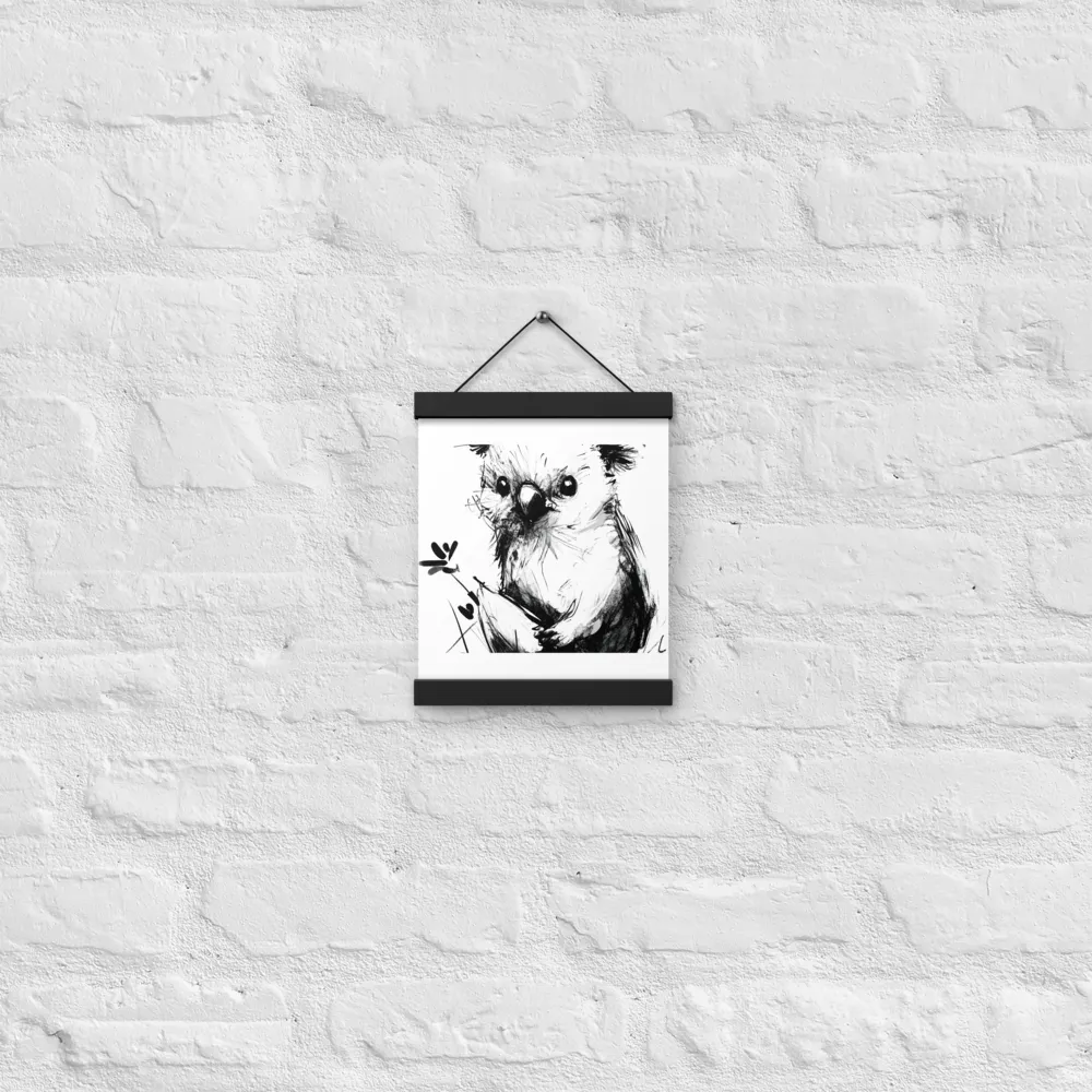 Whimsical Koala in Ink | Poster With Black Wood Hanger | 8″×10″