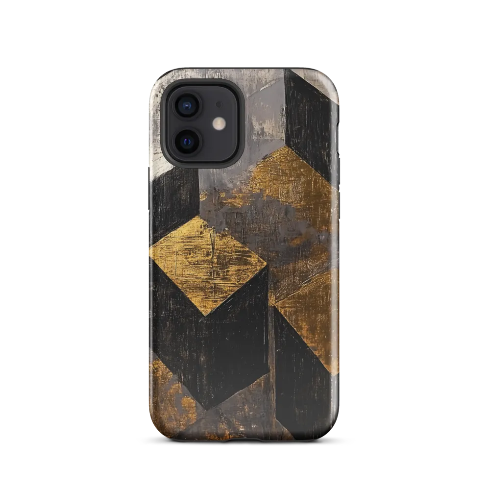 Geometric Harmony in Gold and Black | Phone Case |  12 | Tough Case | Glossy