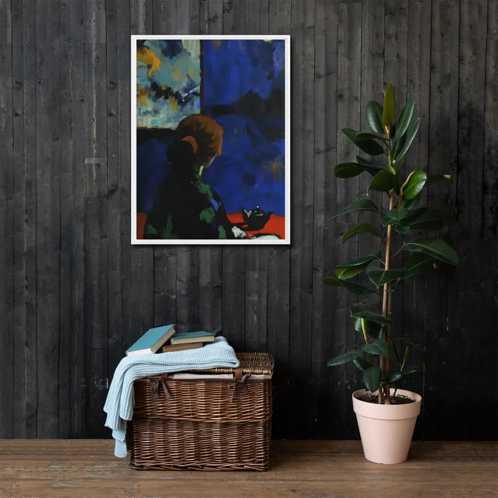 Contemplation Under the Night Sky | Canvas with White Frame | 24″×32″