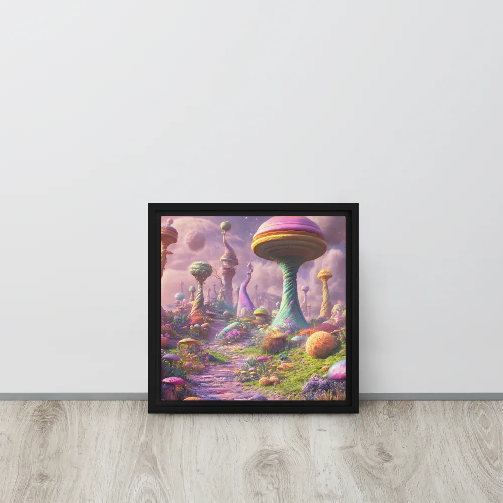 Whimsical Worlds: A Journey Through Fantasy | Canvas with Black Frame | 12″×12″