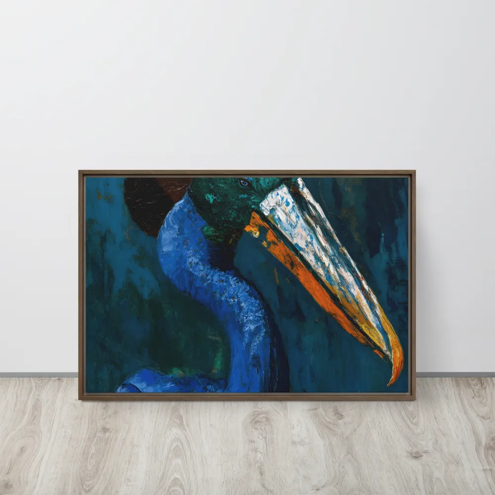 Majestic Absurdity: The Hat-Wearing Bird | Canvas with Brown Frame | 20″×30″