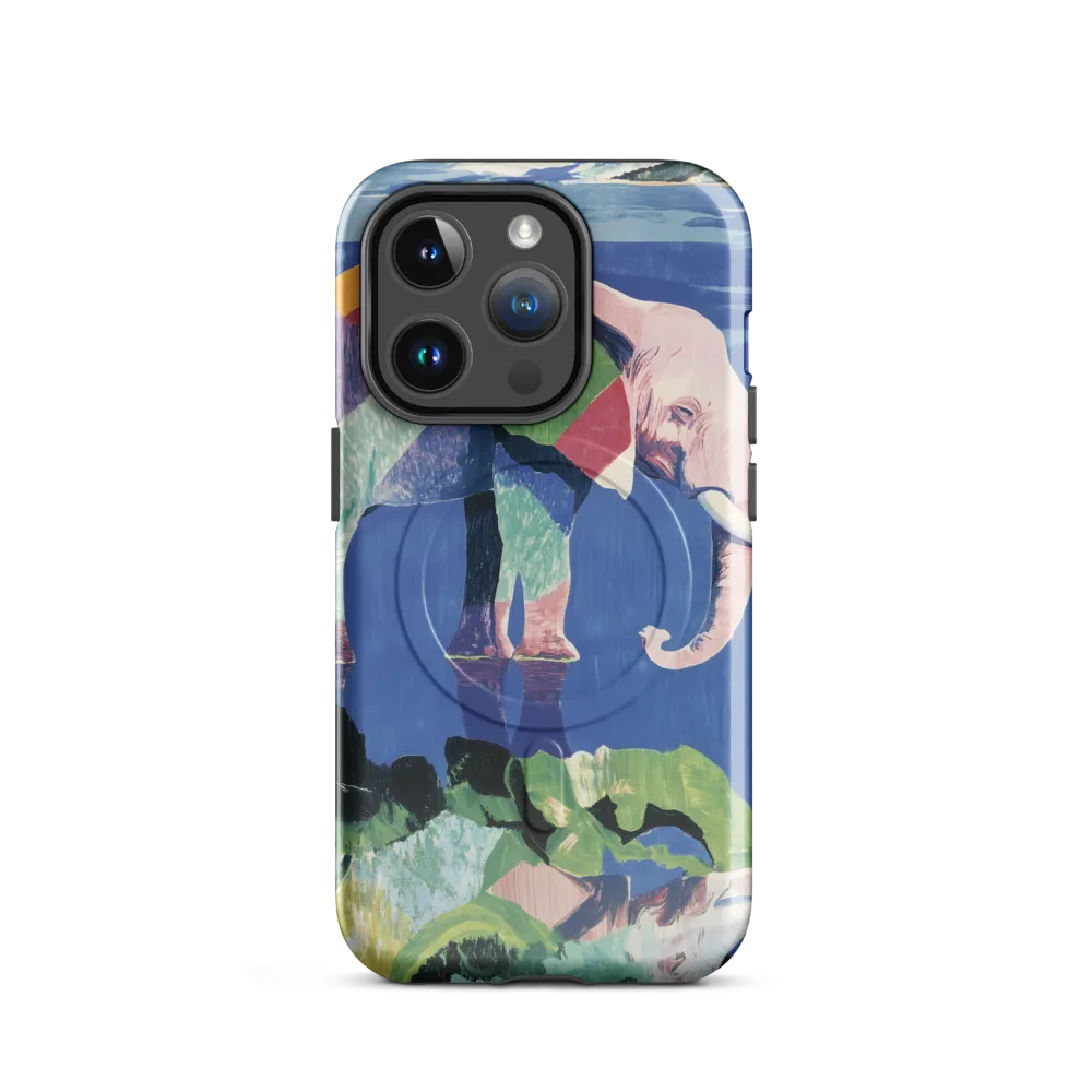 Serenity in Color: The Elephants of Reflection | Phone Case |  14 Pro | MagSafe® Tough Case | Glossy