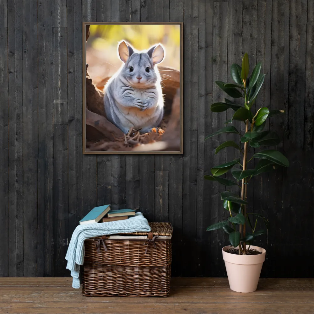 Gentle Whispers of Nature: The Chinchilla | Canvas with Brown Frame | 24″×32″