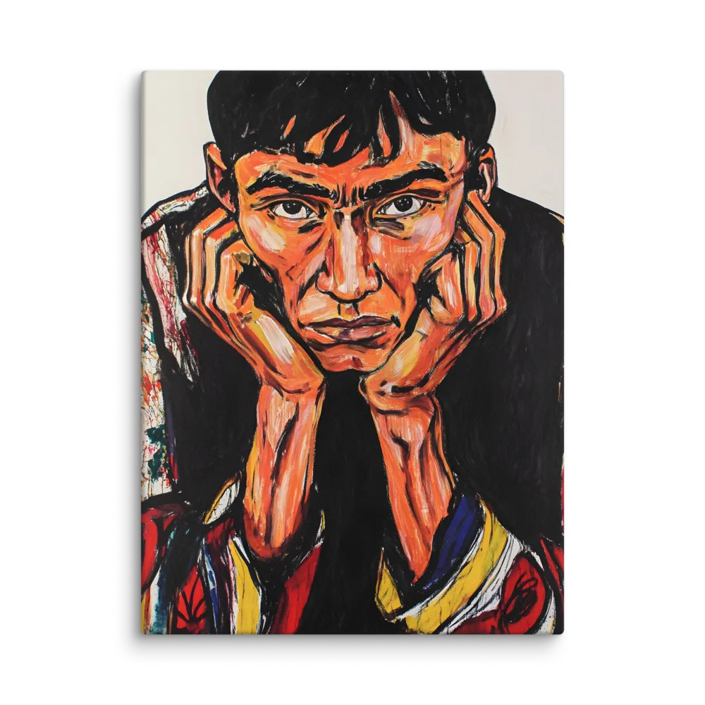 Contemplative Intensity: An Expressionist Portrait | Canvas | 24″×32″