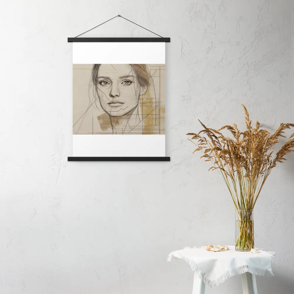 Geometric Elegance: A Modern Portrait | Poster With Black Wood Hanger | 18″×24″