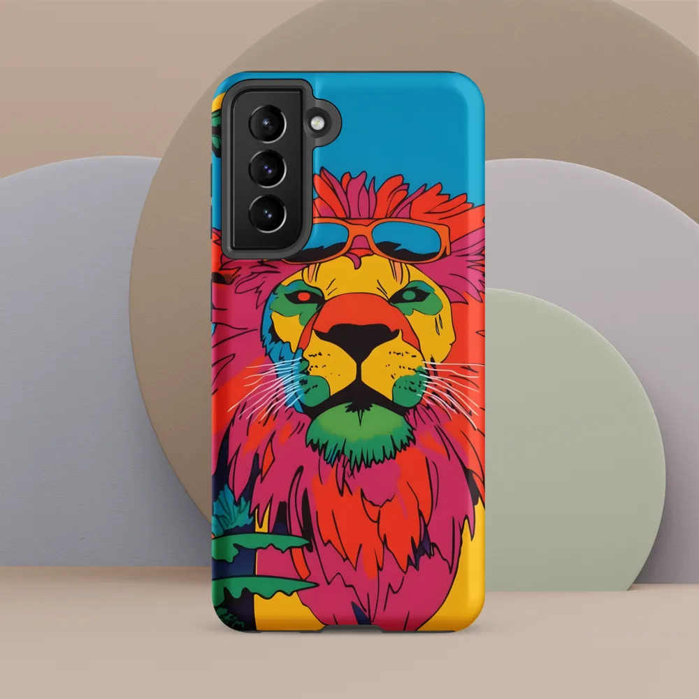 Lion with Sunglasses: A Vibrant Tropical Portrait
