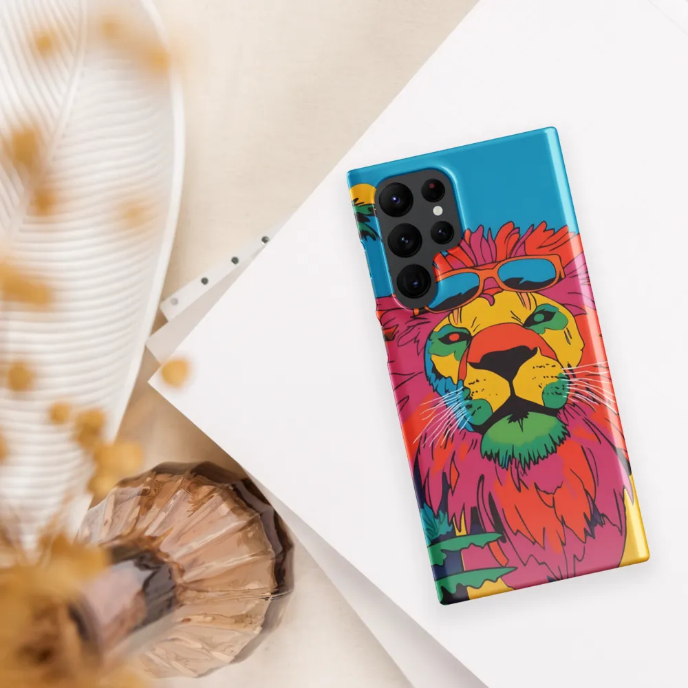 Lion with Sunglasses: A Vibrant Tropical Portrait | Phone Case |  S22 Ultra | Snap Case | Glossy