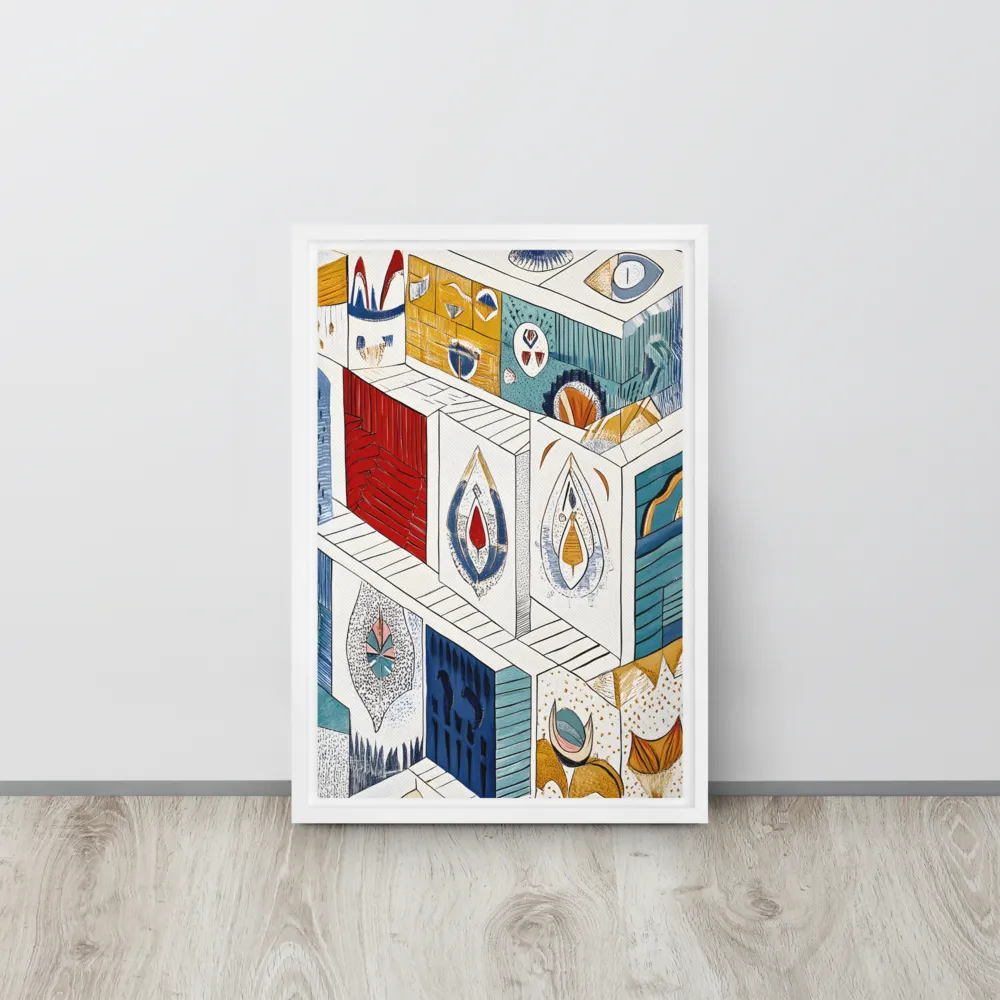 Symphony of Geometric Harmony | Canvas with White Frame | 12″×18″
