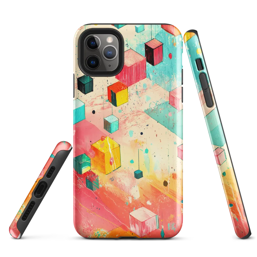 Suspended Cubes in Colorful Abstraction | Phone Case |  11 Pro Max | Tough Case | Glossy