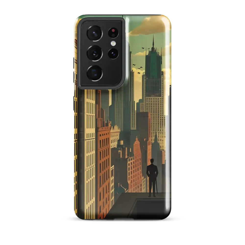 Urban Dreams: A Silhouette in Art Deco Cityscape