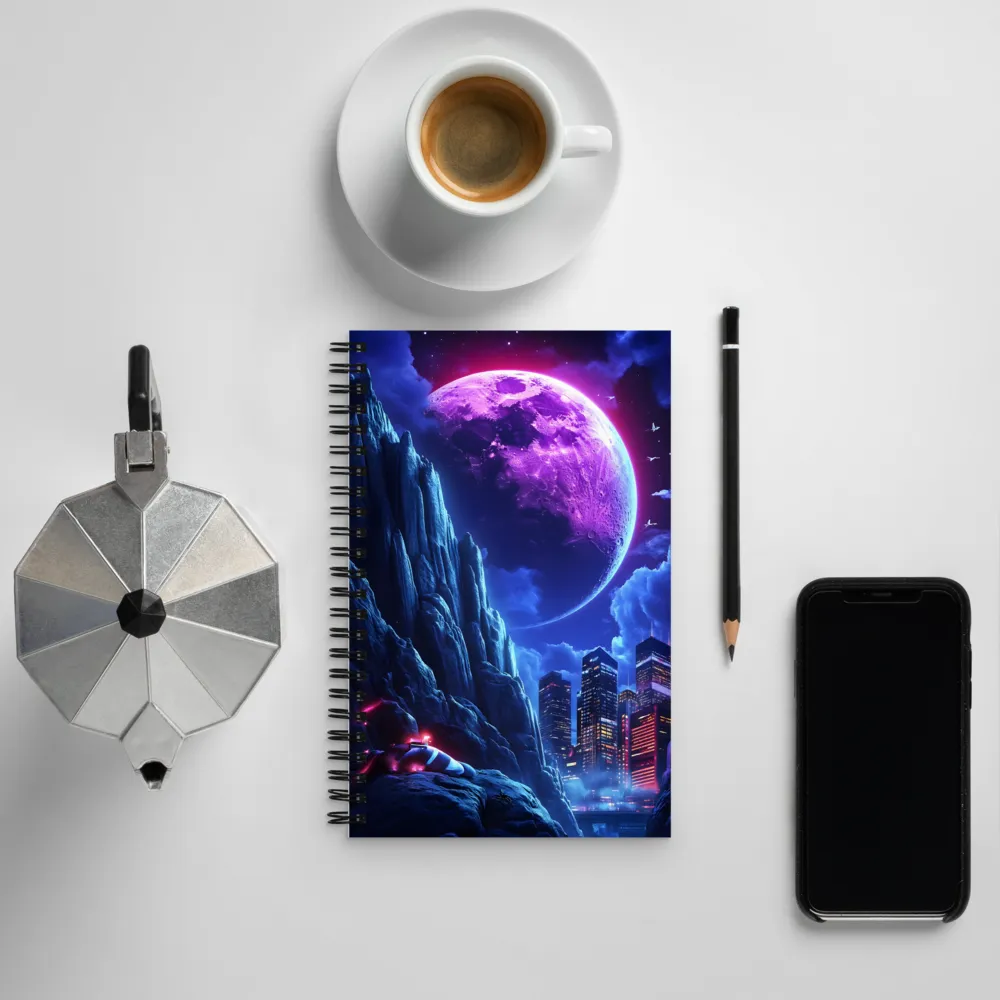 Celestial Dreams: A Futuristic Cityscape | Spiral Notebook