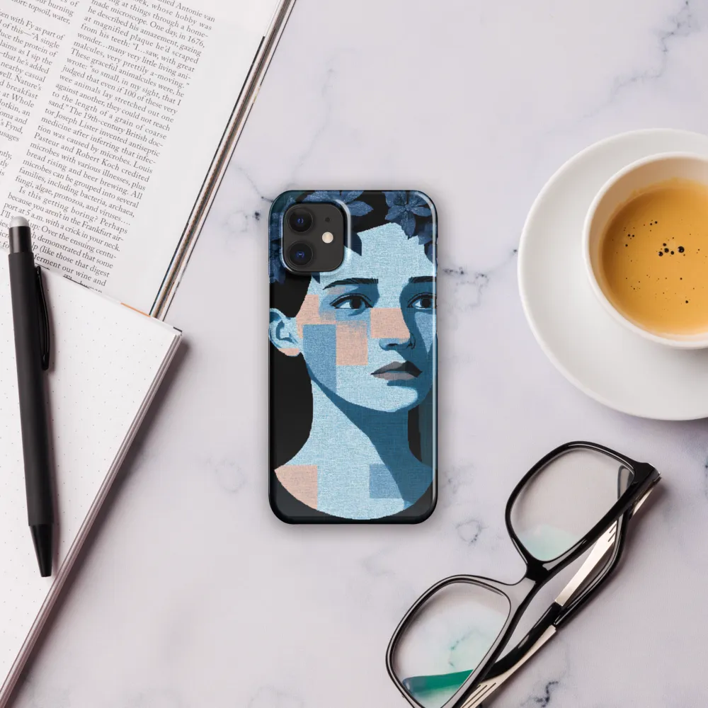 Grid-Wreathed Cyan Portrait