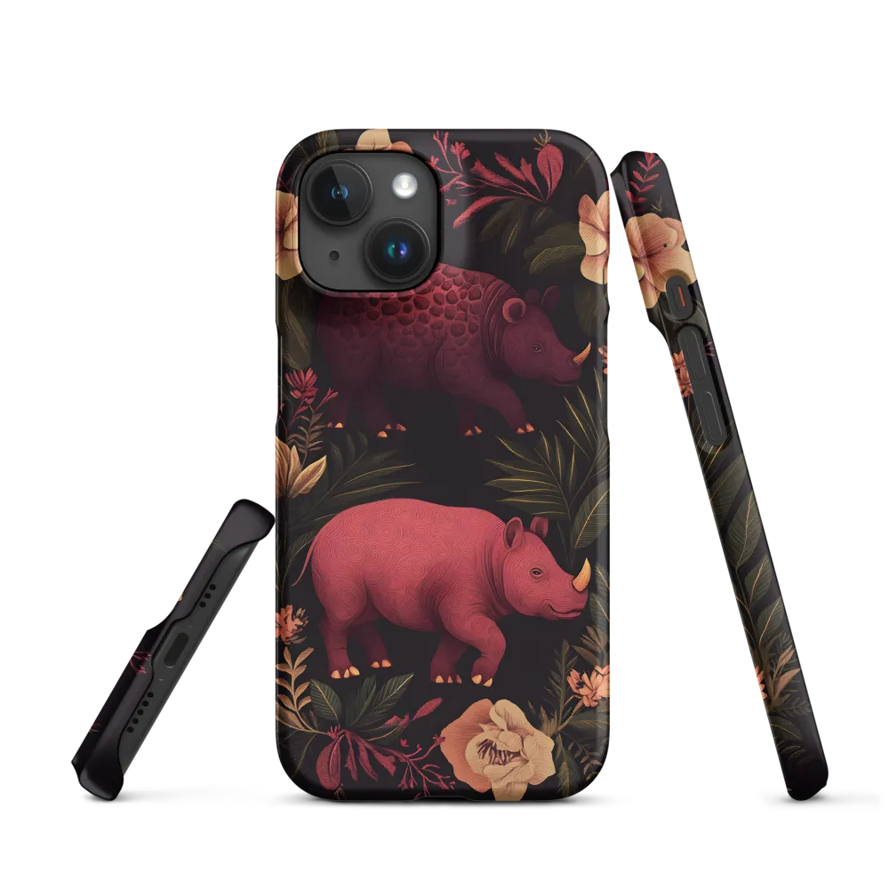Rhinos in Floral Embrace