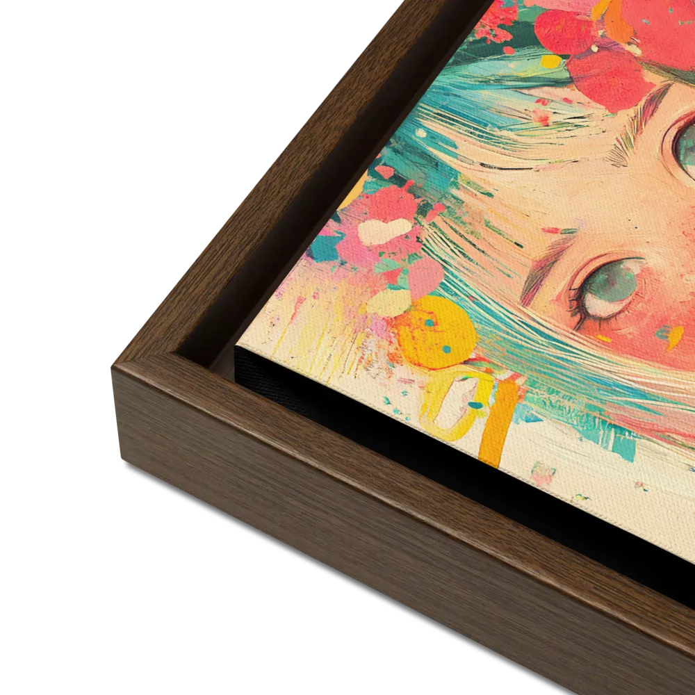 Whimsical Blossom | Canvas with Brown Frame | 12″×12″