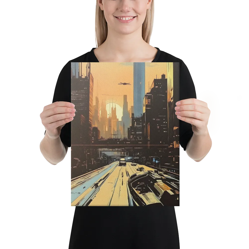 Metro Nexus: A Futuristic Cityscape | Canvas | 12″×16″