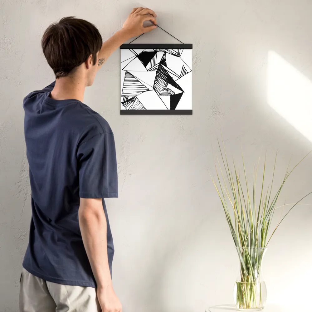 Dynamic Geometry in Ink | Poster With Black Wood Hanger | 12″×12″