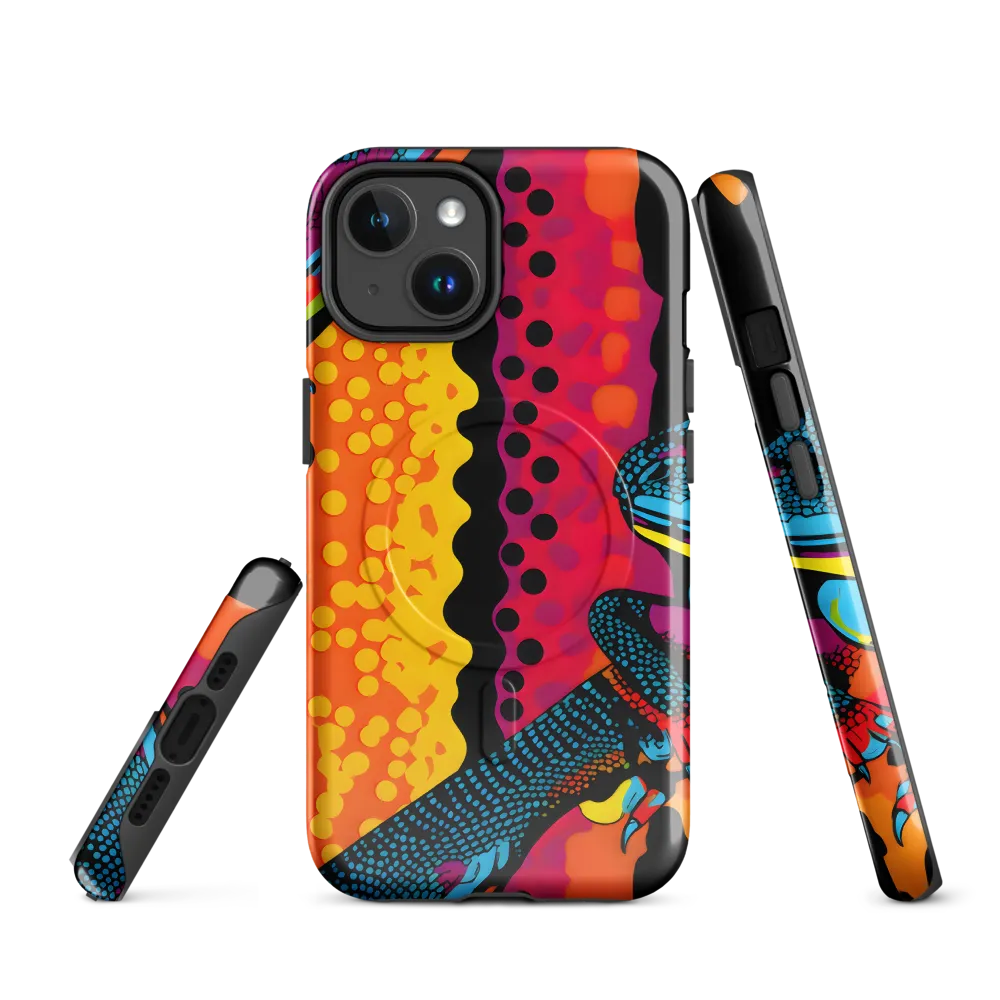 Colorful Encounters: The Playful Geckos | Phone Case |  14 | MagSafe® Tough Case | Glossy