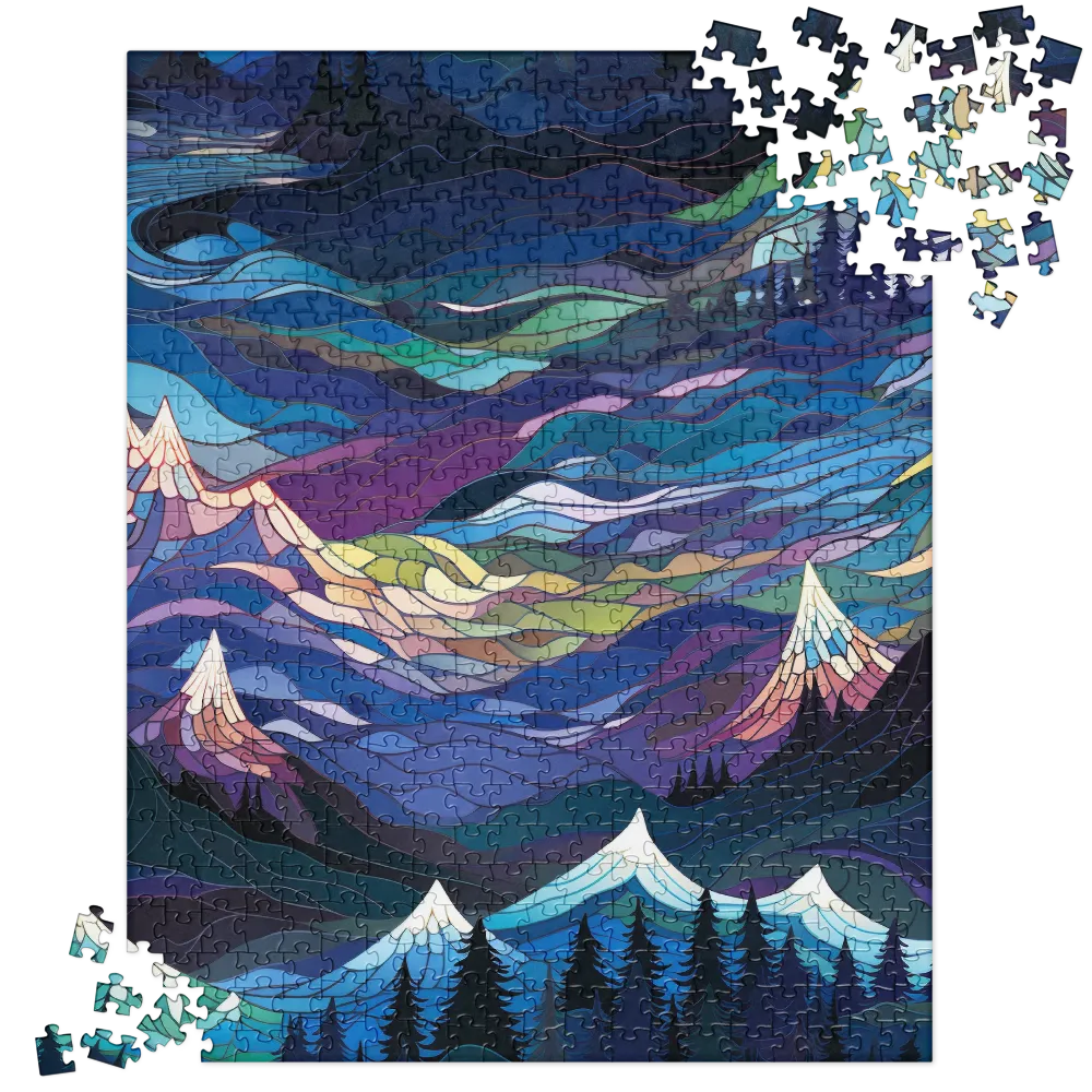 Twilight Peaks: An Abstract Mountain Landscape | Jigsaw Puzzle | 520 pieces