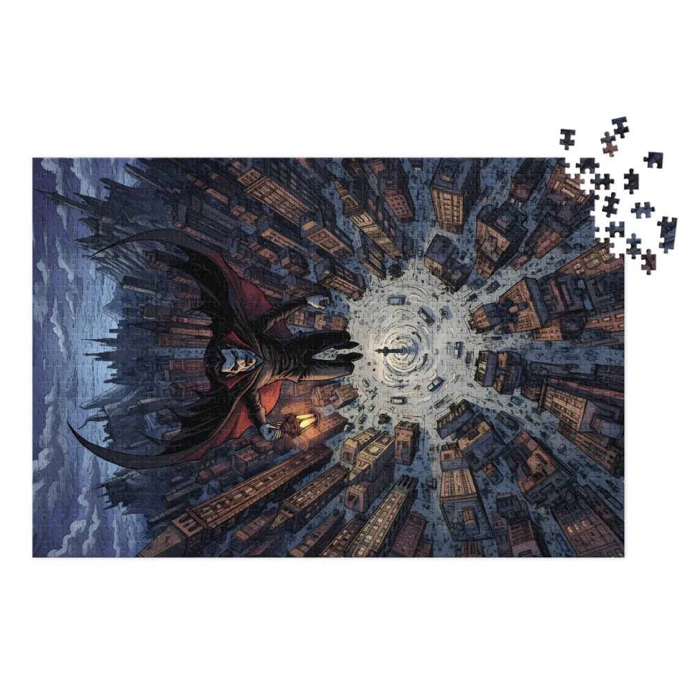 Vampire Over the City 
 Jigsaw Puzzle in Tin Box
