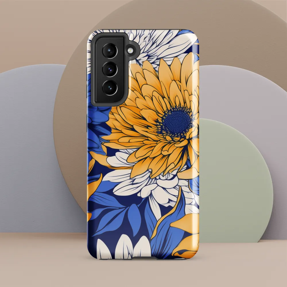 Floral Harmony in Blue and Yellow
