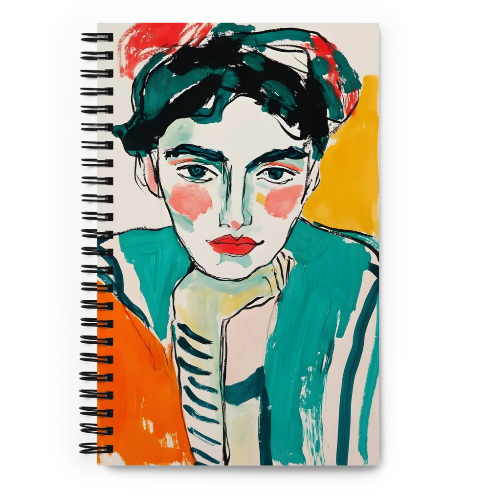 Contemplative Portrait in Bold Hues | Spiral Notebook