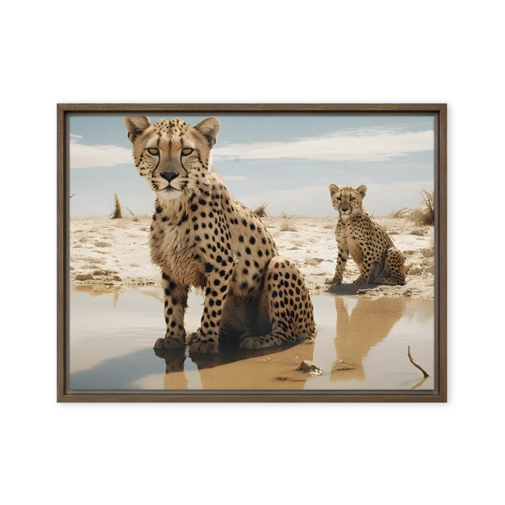 Silent Watchers of the Savanna | Canvas with Brown Frame | 18″×24″