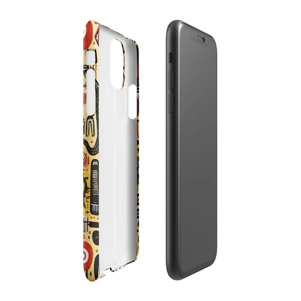 Abstract Encounters: A Dance of Faces and Symbols | Phone Case |  11 | Snap Case | Glossy