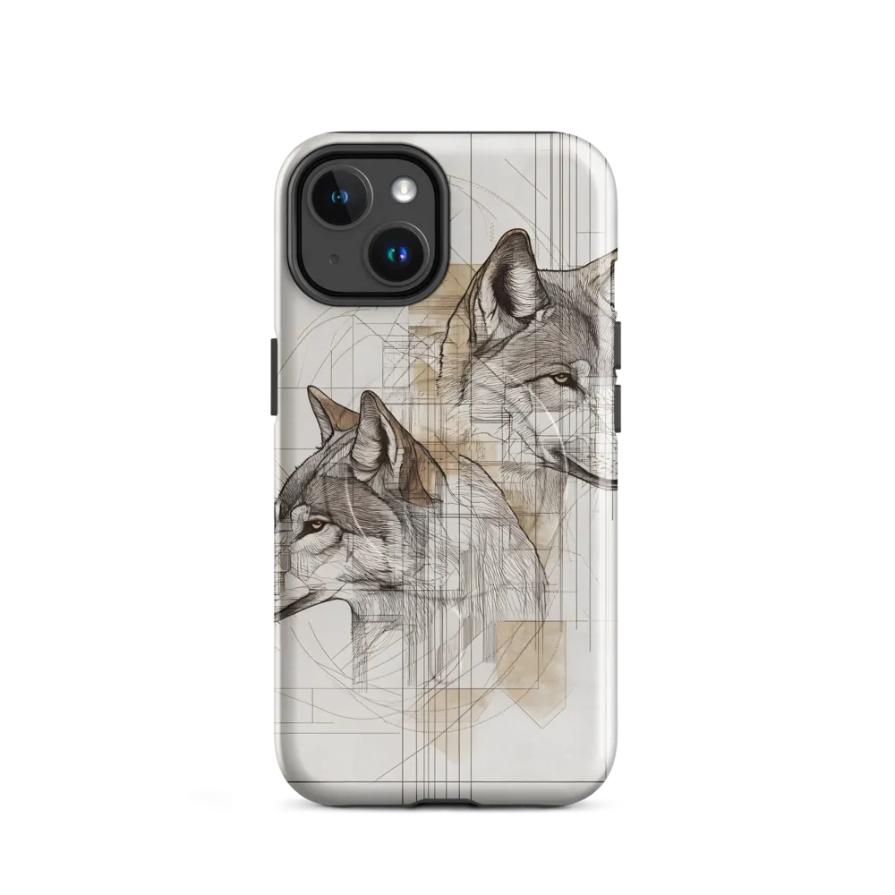 Geometric Harmony: The Essence of Wolves | Phone Case |  14 | MagSafe® Tough Case | Glossy