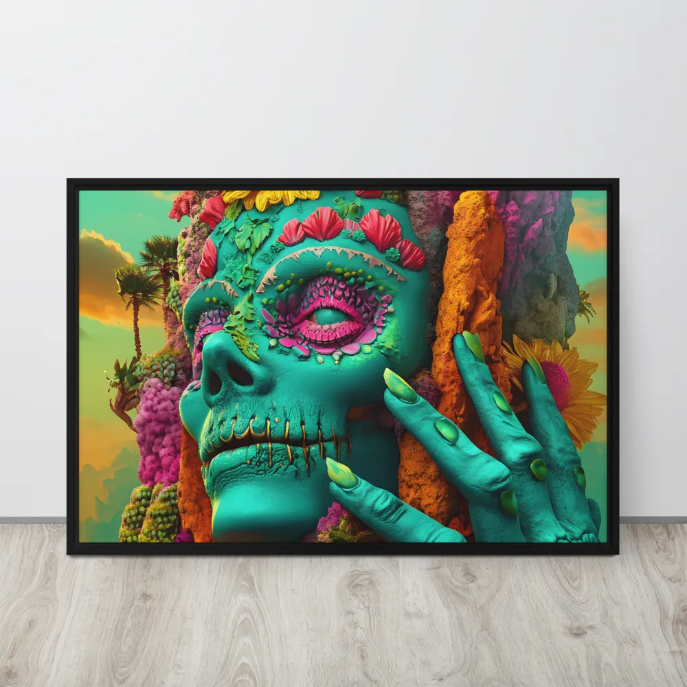 Ethereal Skull Garden | Canvas with Black Frame | 24″×36″