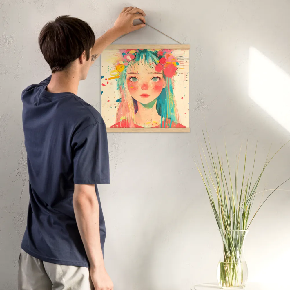 Whimsical Blossom | Poster With Oak Wood Hanger | 16″×16″