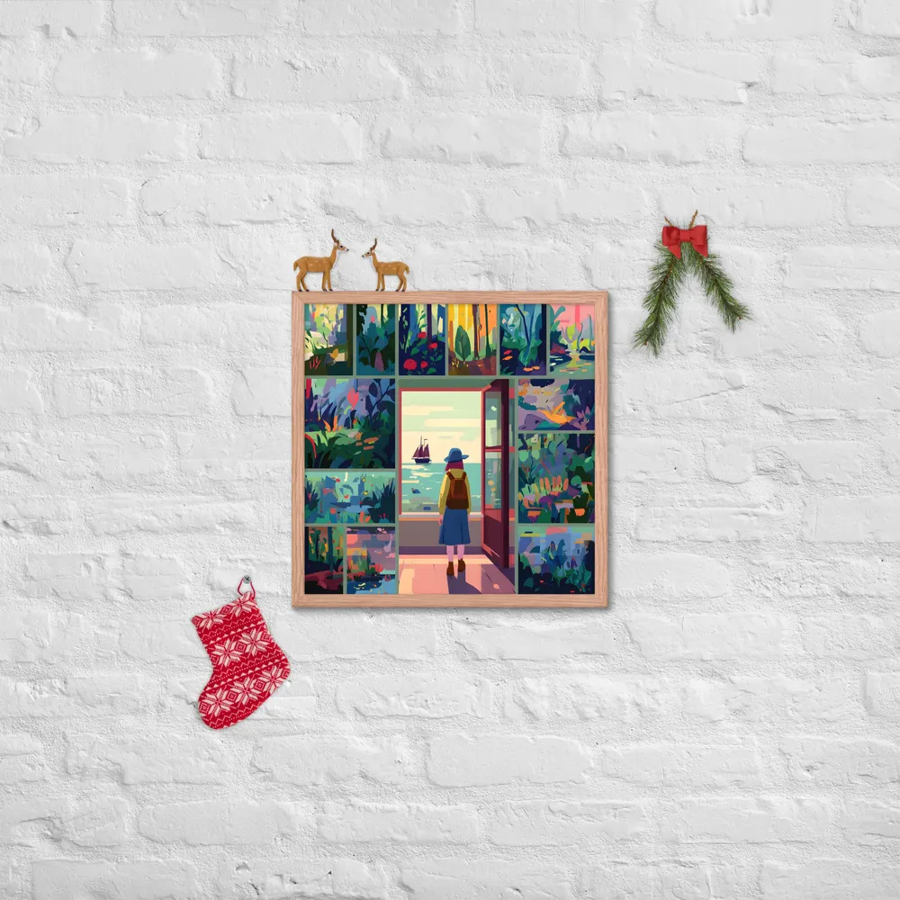 Doorway to the Sea 
 Poster with Red oak Frame | 18″x 18″