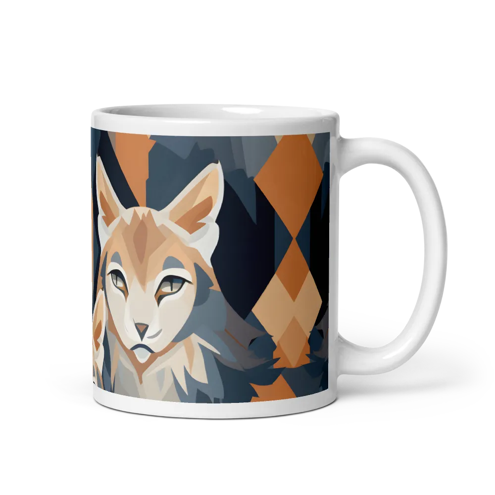 Elegance in Geometry: The Foxes | Mug with White inside | 11 oz