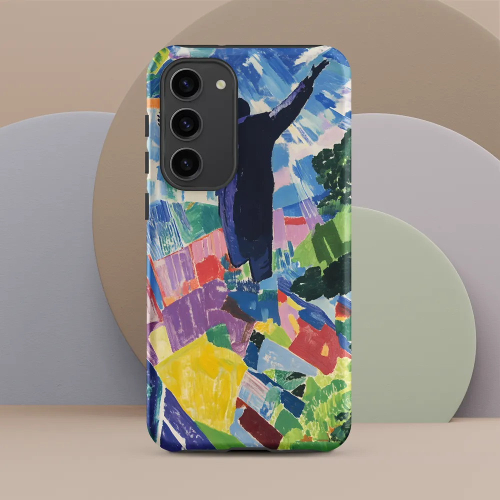 Elysium: A Soaring Figure Amidst Colorful Landscapes | Phone Case |  S23 Plus | Tough Case | Matte