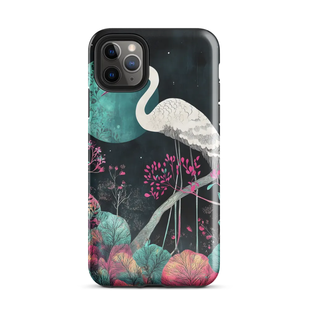 Ethereal Presence: Heron in a Floral Dreamscape | Phone Case |  11 Pro Max | Tough Case | Glossy