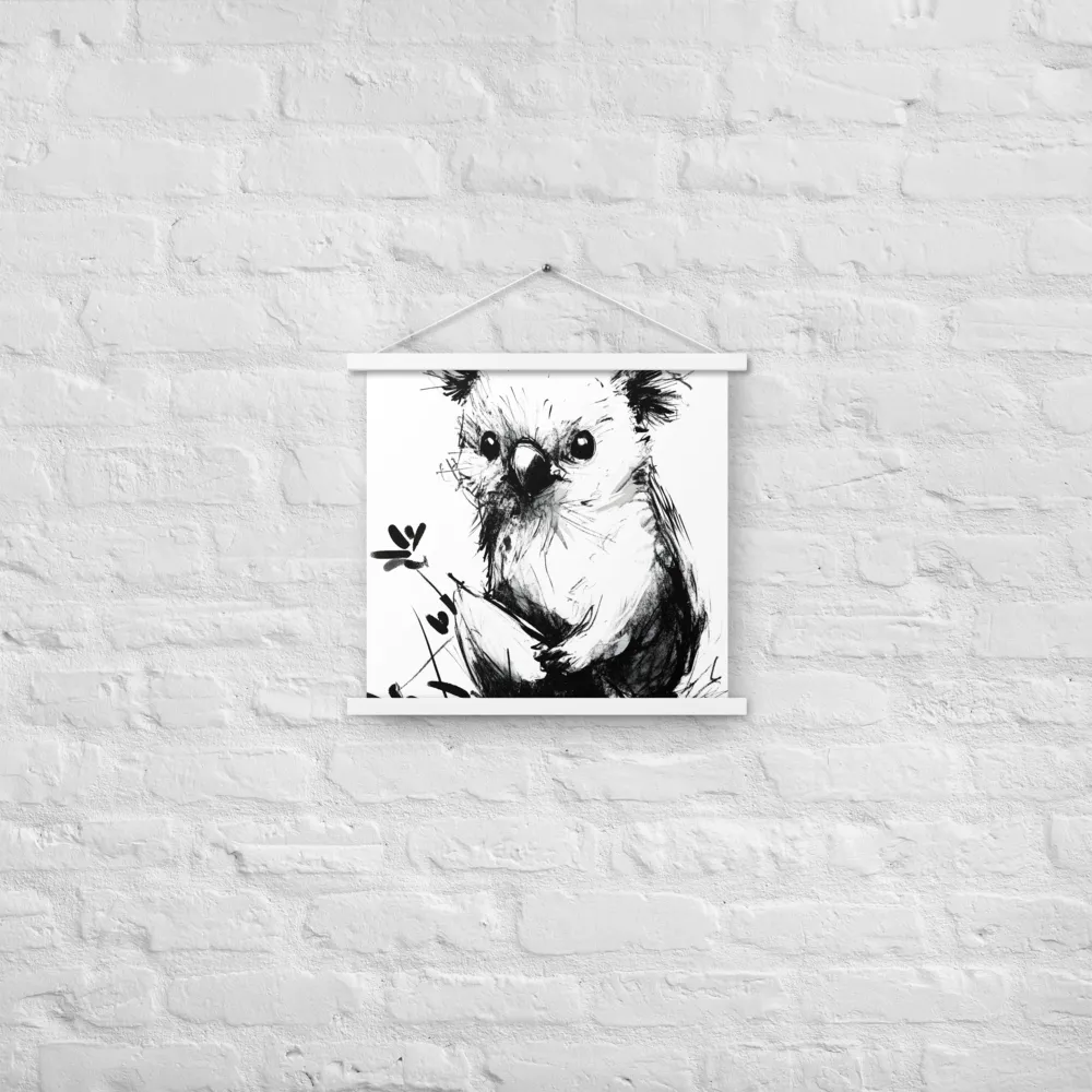 Whimsical Koala in Ink | Poster With White Wood Hanger | 18″×18″