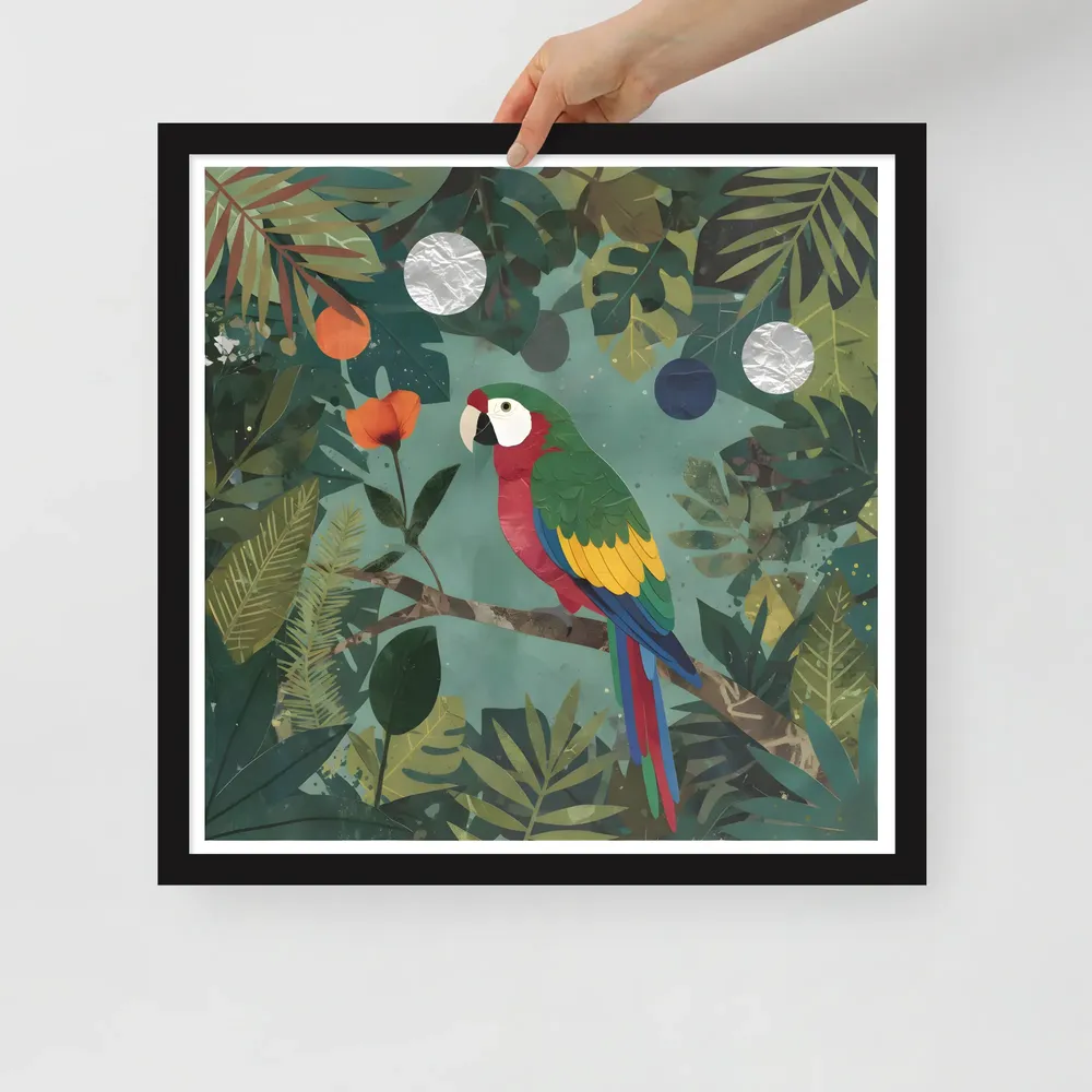 Canopy Parrot 
 Poster with Black Frame | 18″x 18″