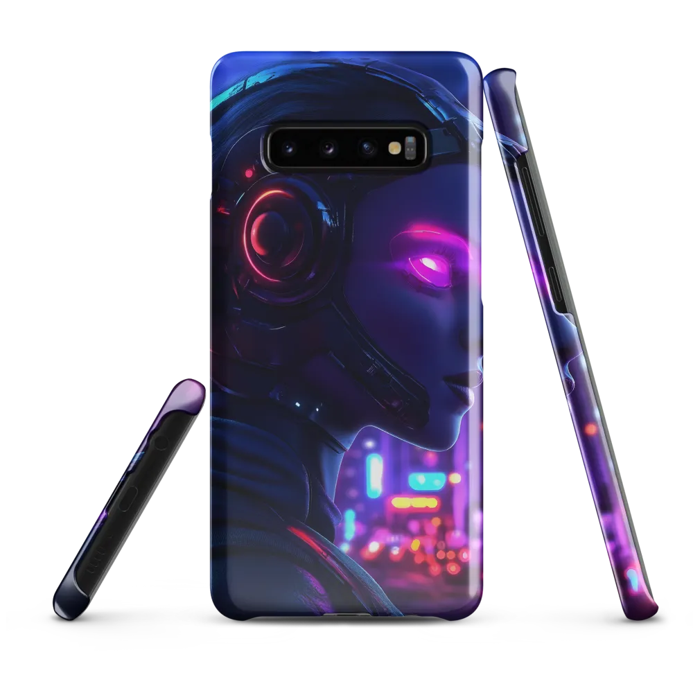 Neon Dreams: A Cyborg's Mystique | Phone Case |  S10 Plus | Snap Case | Glossy