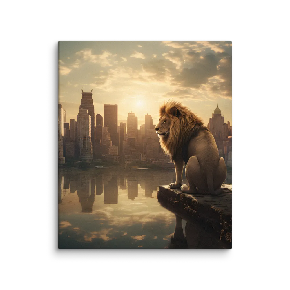 The Lion's Gaze Over the Urban Symphony