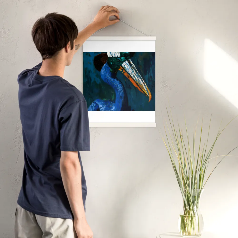 Majestic Absurdity: The Hat-Wearing Bird | Poster With White Wood Hanger | 16″×20″
