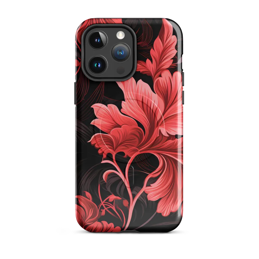 Tropical Elegance in Red | Phone Case |  14 Pro Max | MagSafe® Tough Case | Glossy