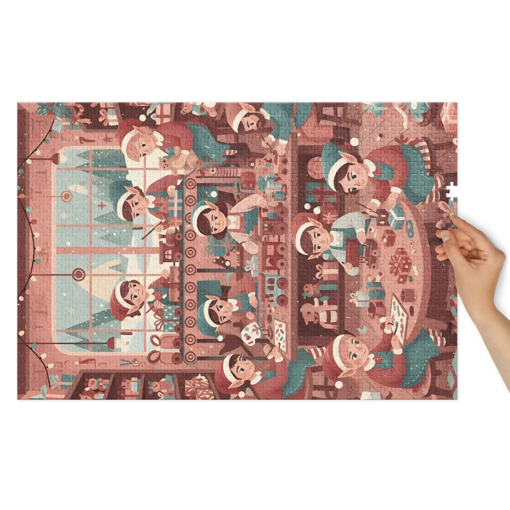 Santa's Workshop Elves 
 Jigsaw Puzzle in Tin Box