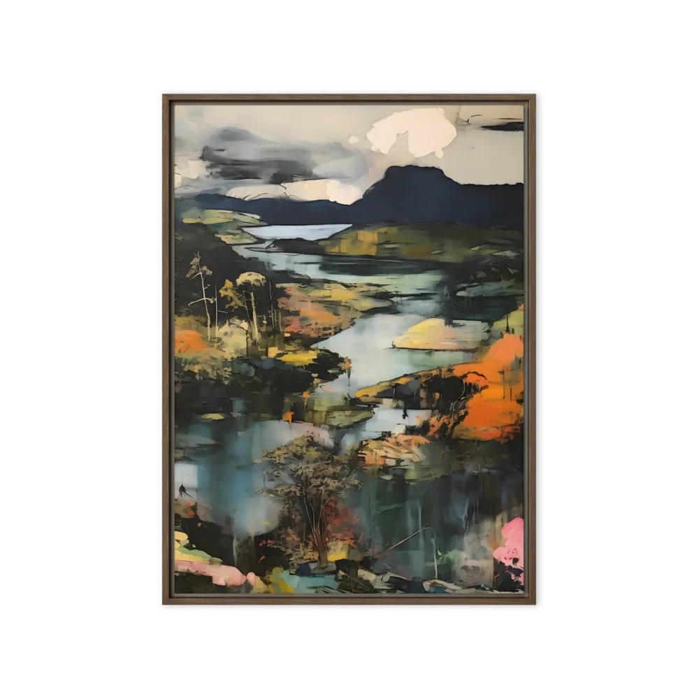 Harmony of Nature: An Abstract Journey | Canvas with Brown Frame | 20″×28″