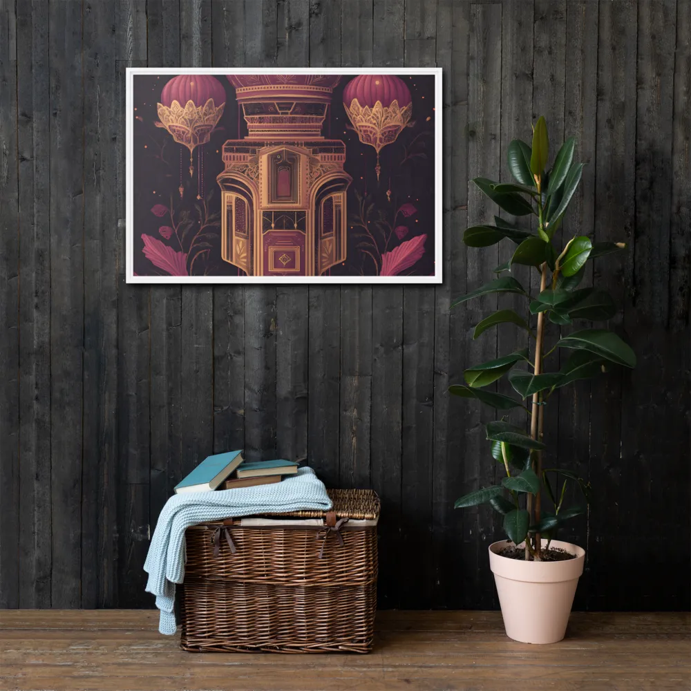 Ornate Harmony: A Digital Floral Architecture | Canvas with White Frame | 24″×36″