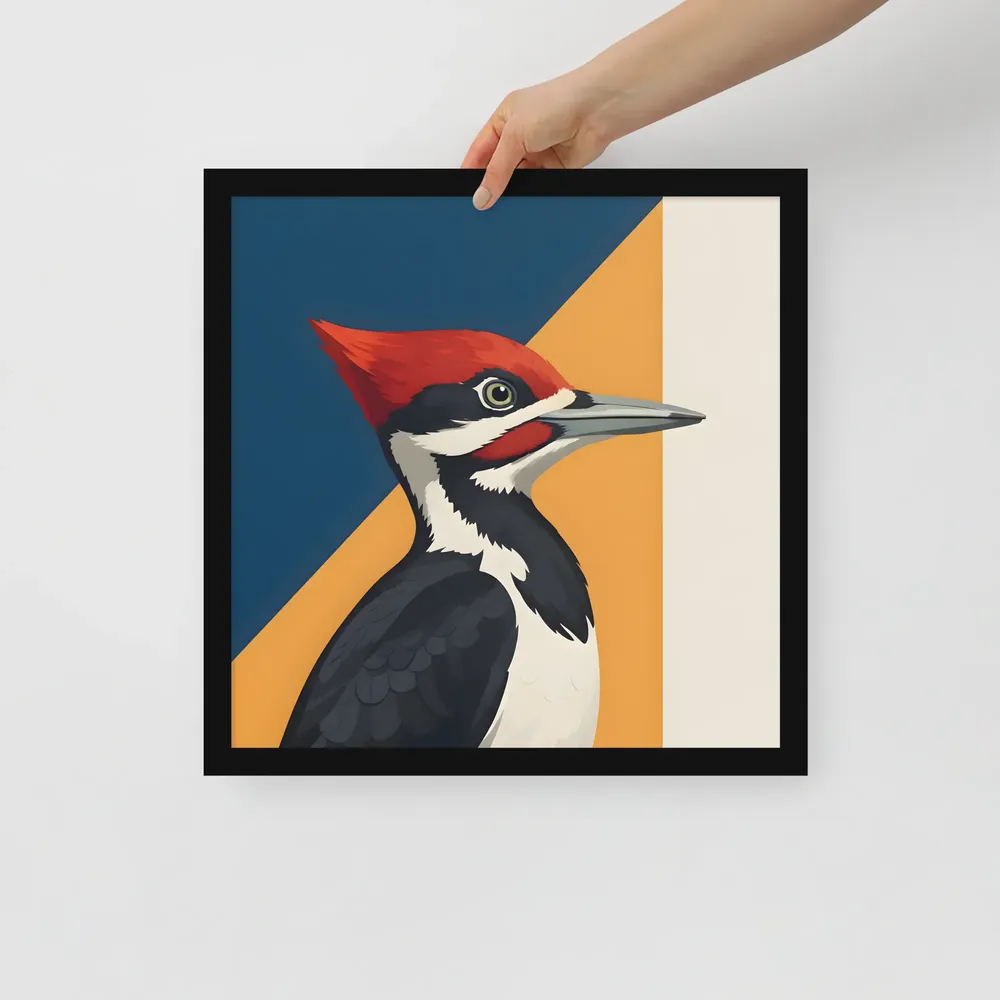 Red‑crested Woodpecker Study 
 Poster with Black Frame | 16″x 16″