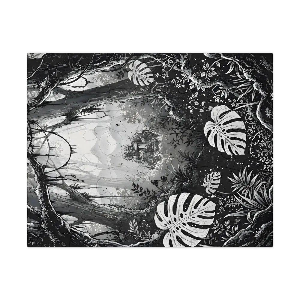 Moonlit Jungle Ruins 
 Jigsaw Puzzle in Tin Box